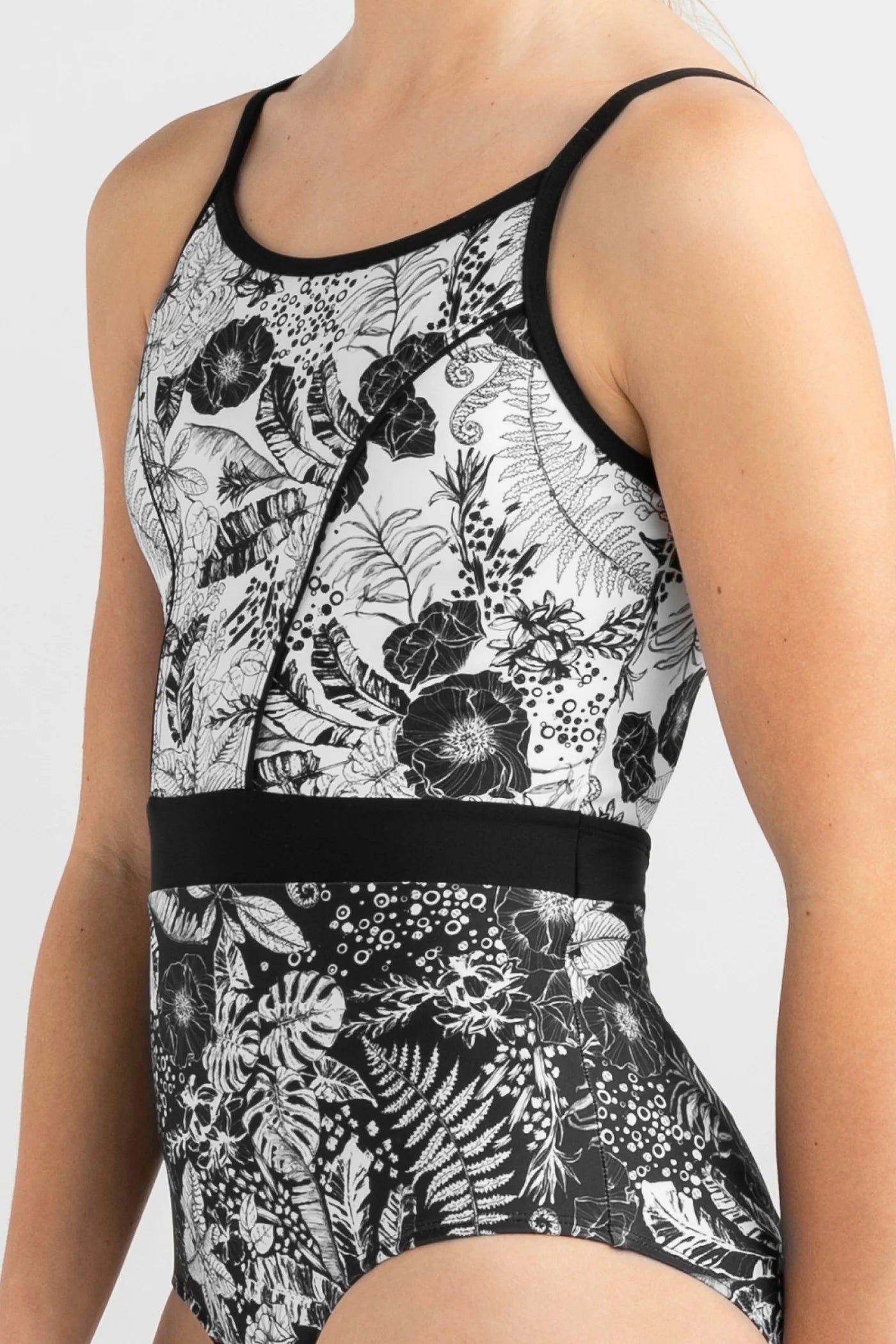 Finish Line Leotard | Monochrome Floral
