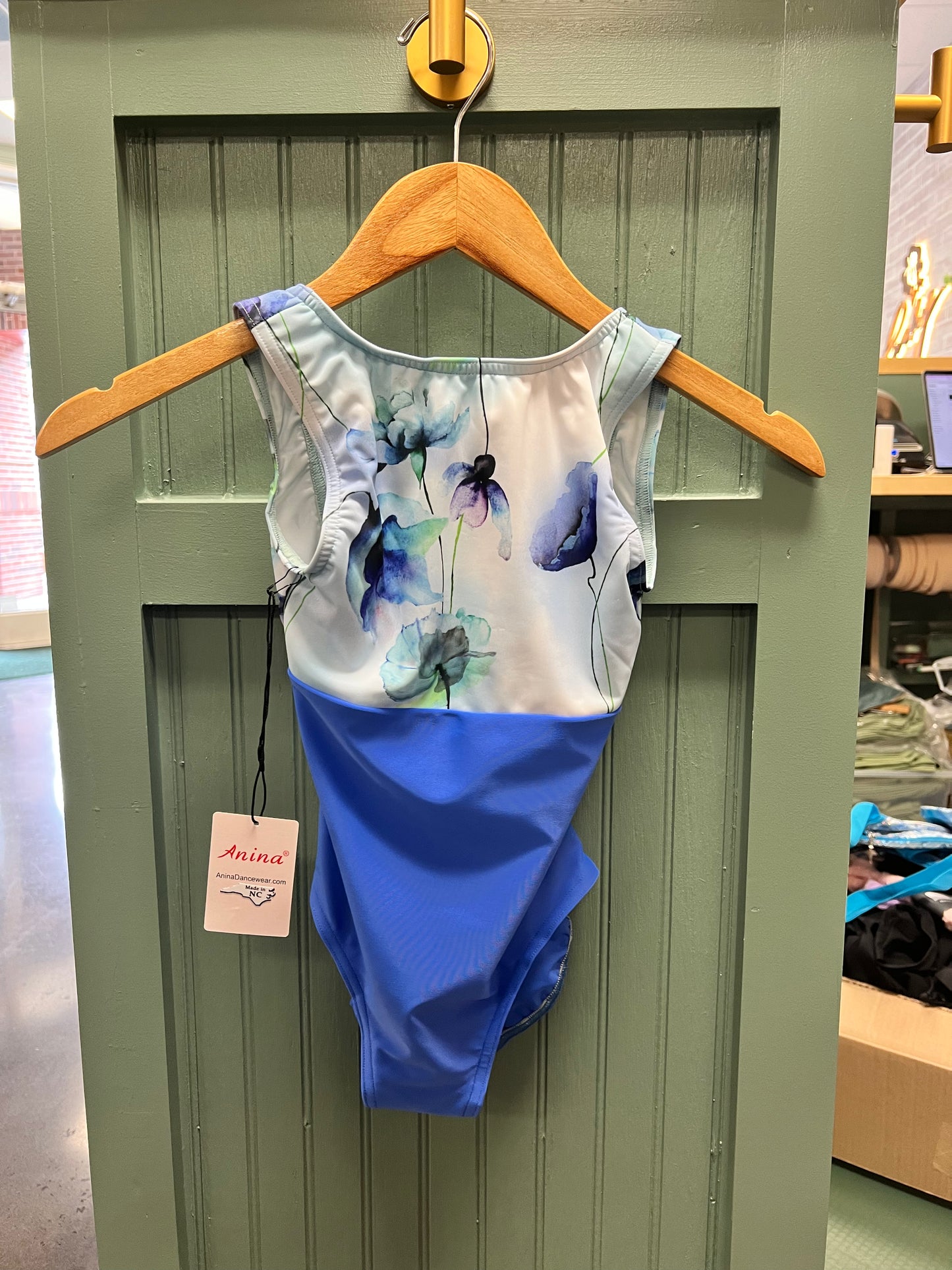 Anina Dancewear | Sophia Leotard | Blue Floral + Sedona Blue