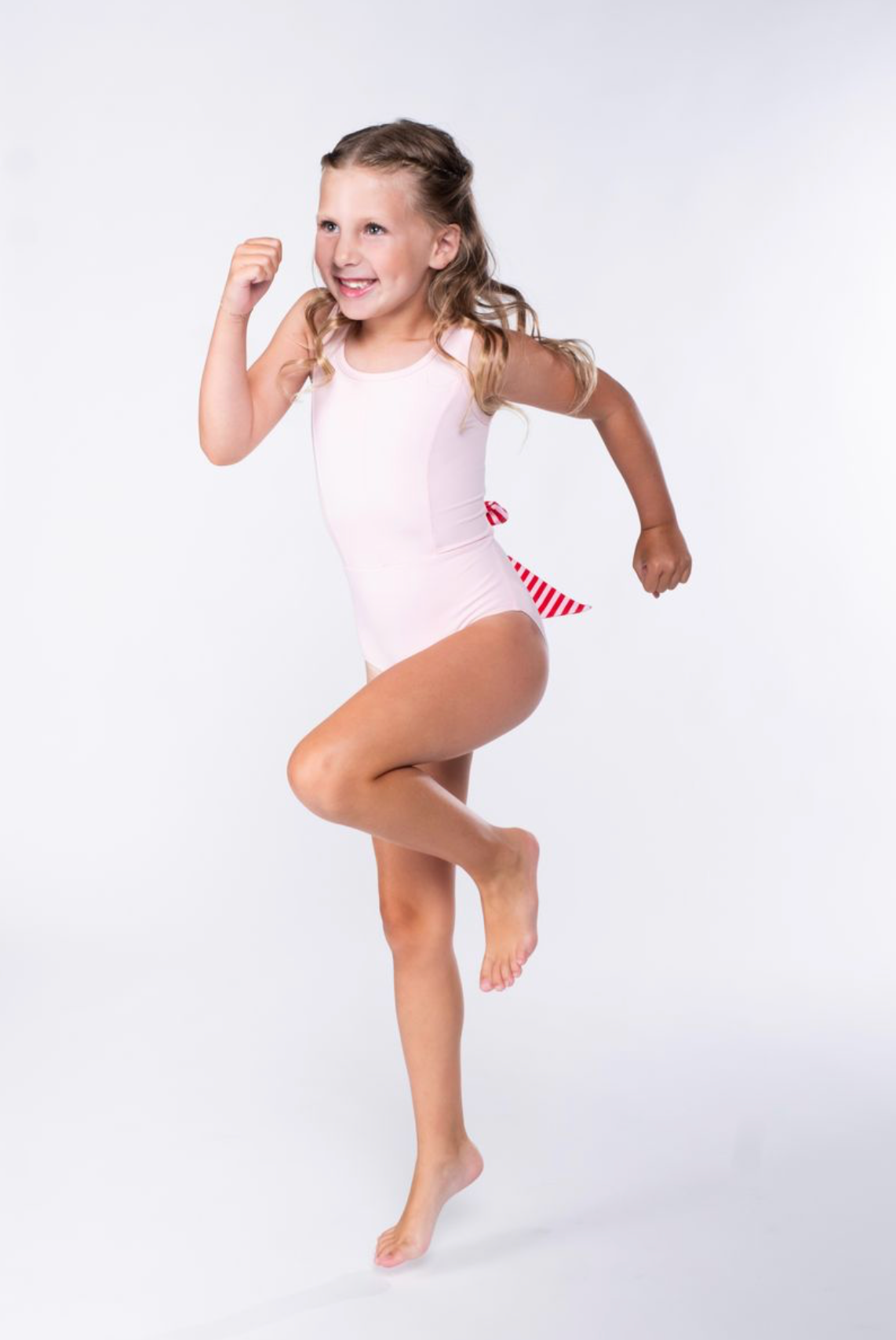 Roxie Dancewear | Lacey Leotard | Ballet Pink + Red