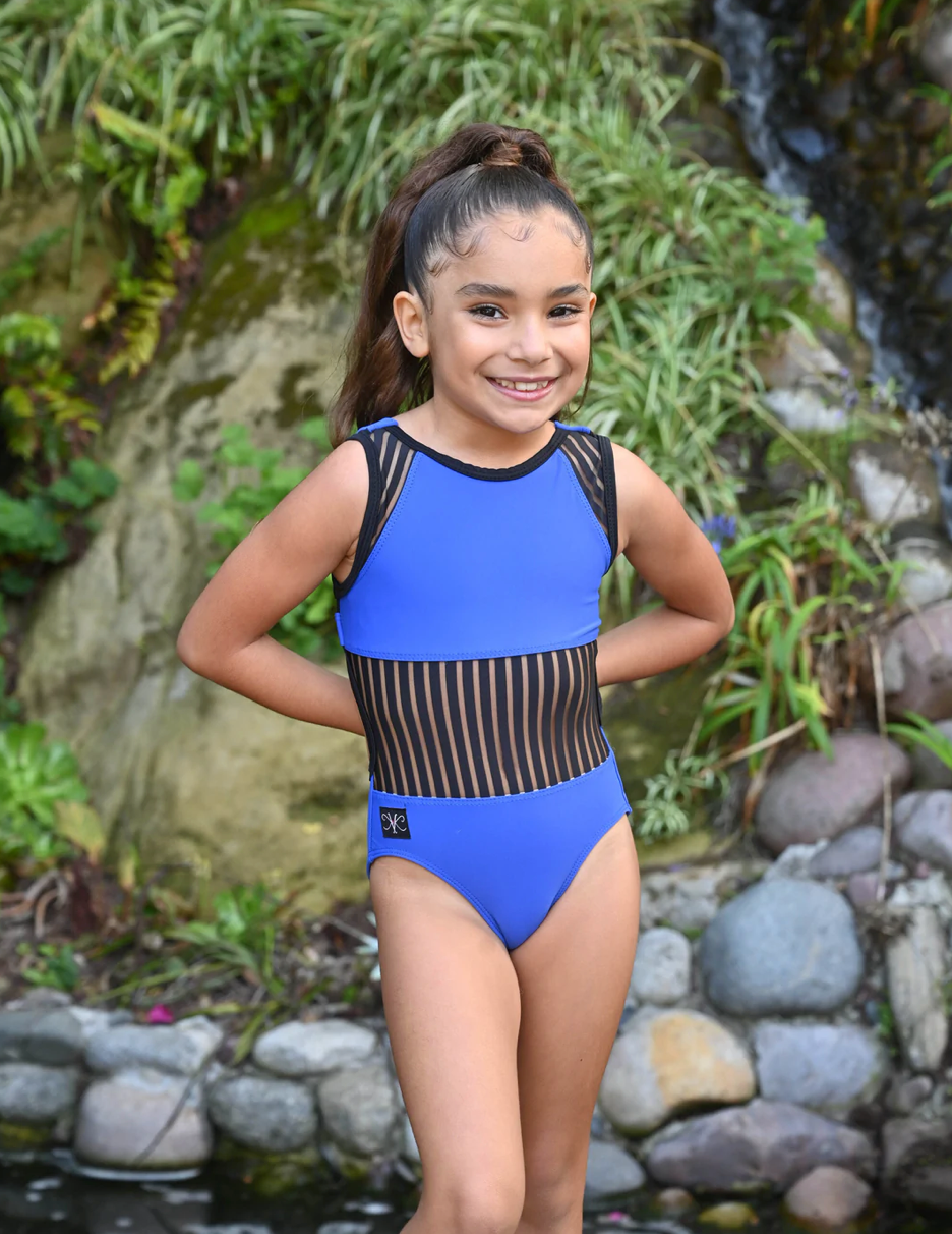 Kandi Kouture Children s Vibe Remix Leotard Royal Blue Black Lucky Dancewear