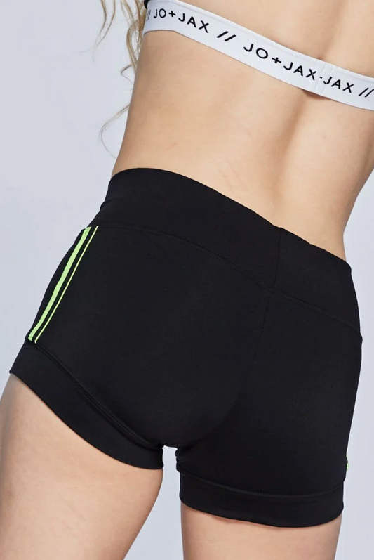 Jo + Jax | Racer Bandit Shorts | Black + Lime