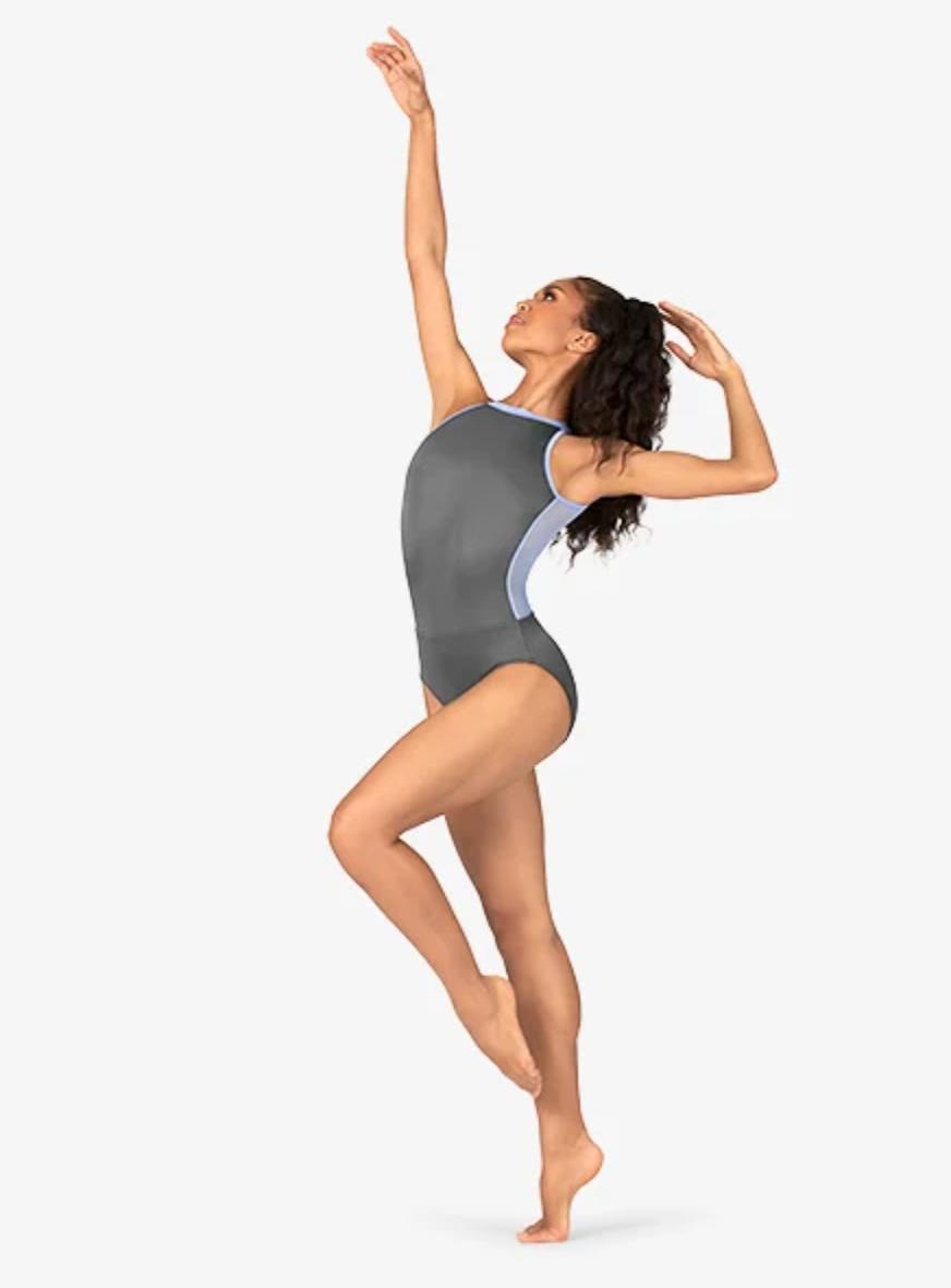 Mariia | Children's Open Back Halter Leotard | Slate