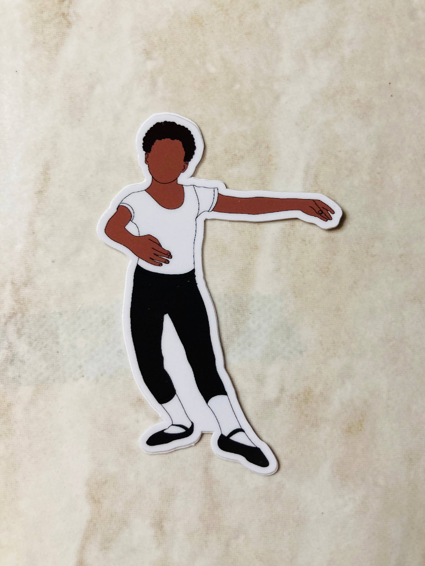 Boy Ballet Dancer Silhouette Dance Vinyl Sticker,  3" x 2": Black Shorts/Black Shoes