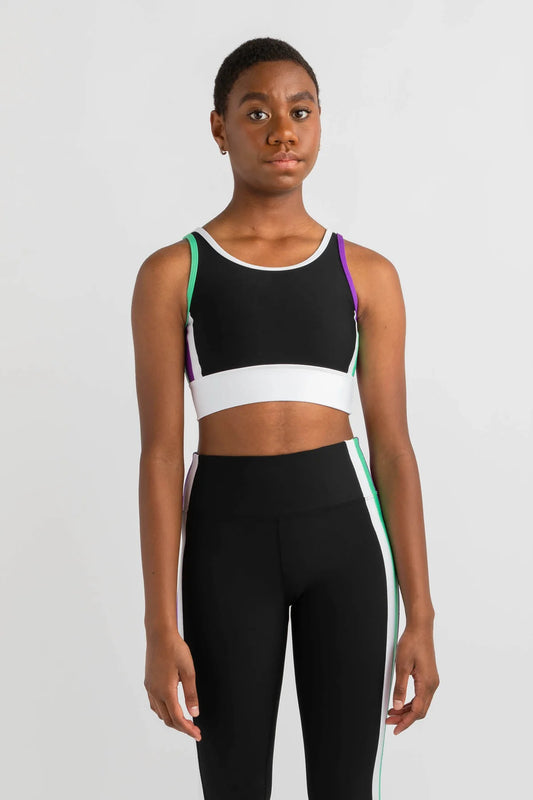 Athletica Crop Top | Black + Mint + Violet