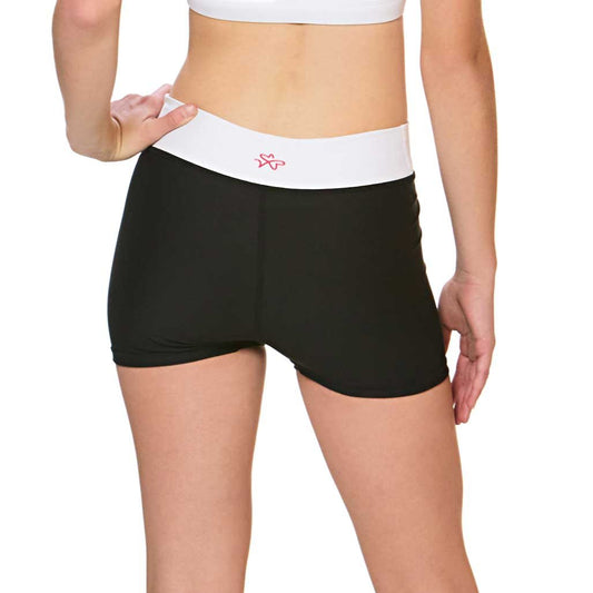 Ava V-Waist Compression Shorts - Black and White