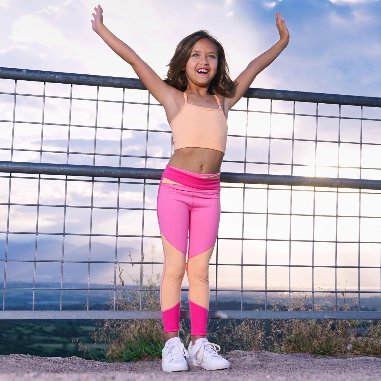 Level Up! High Rise Leggings - Pink and Apricot