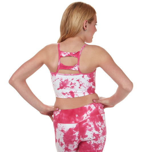 Criss Cross Crop Top - Pink Tie-Dye