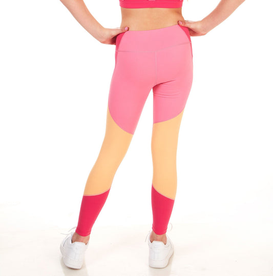 Level Up! High Rise Leggings - Pink and Apricot