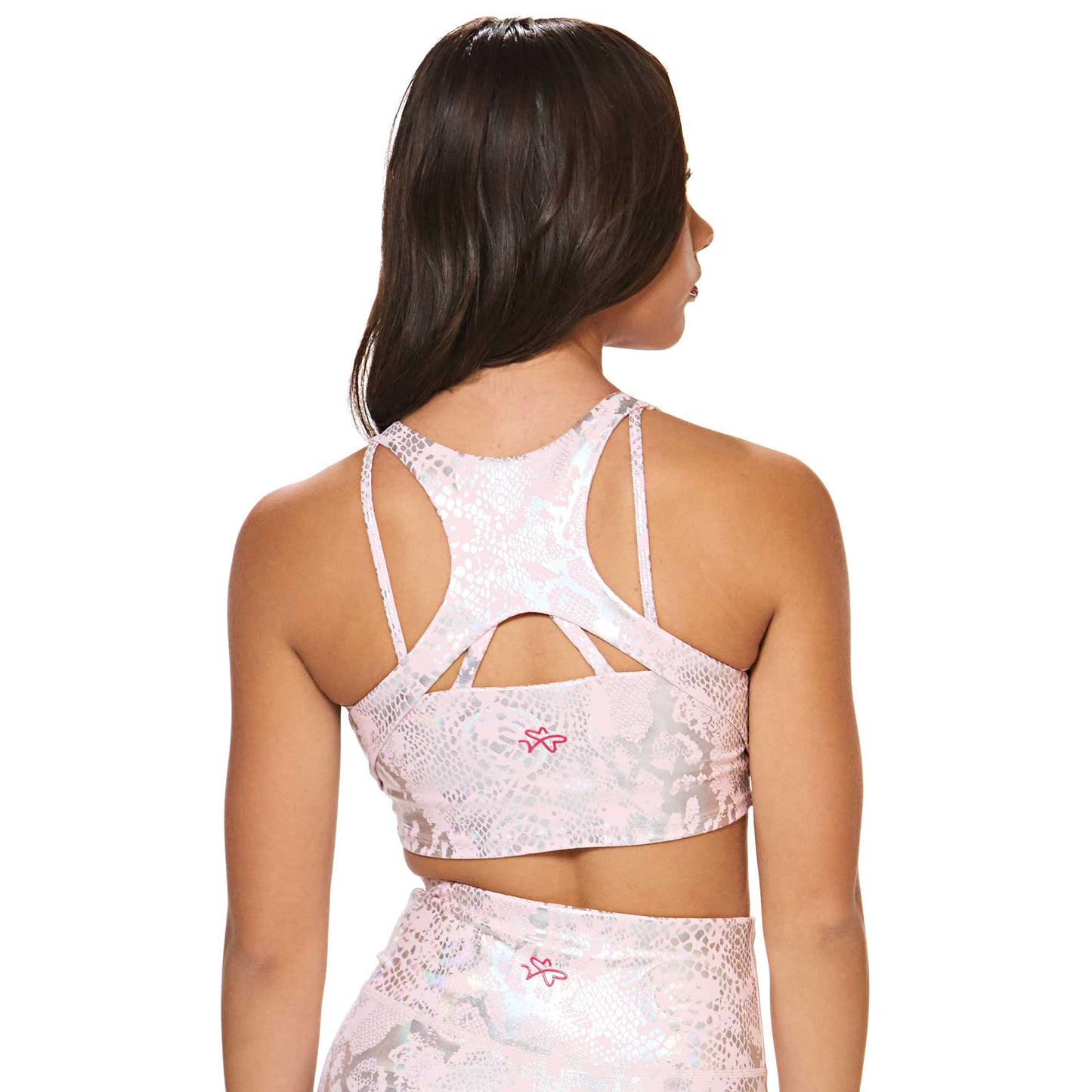 Vitality V-Neck Crop Top - Pink Snake