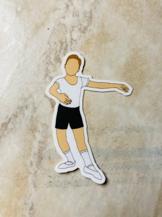 Boy Ballet Dancer Silhouette Dance Vinyl Sticker,  3" x 2": Black Shorts/Black Shoes