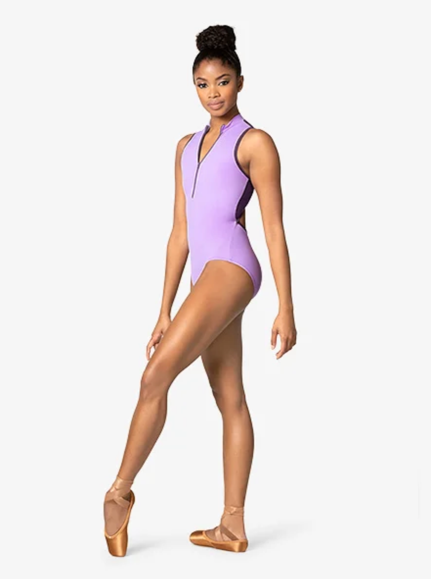 Mariia | Zip Front Tank Leotard with Triangle Back | Lilac